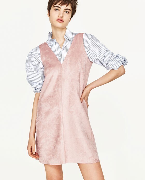 ZARA スエード風素材ワンピース