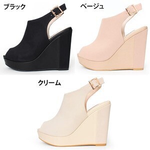 RANDA ピープトゥウェッジサンダル