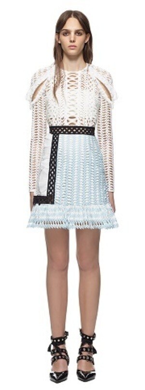Self-Portrait frill shoulder panel dress