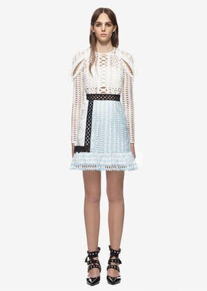 Self-Portrait frill shoulder panel dress