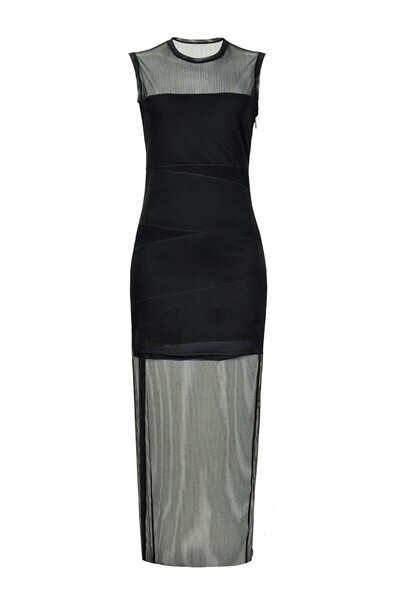 PINKO Elegant sleeveless, long dress in a fine knit