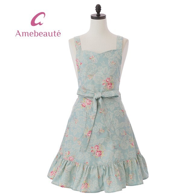 Amebeaute エールブルーローズシルエットエプロン/シュシュ付　AMD01BL