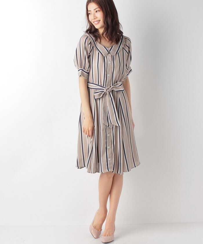 PATTERN fiona ストライプショルダーワンピース　3
