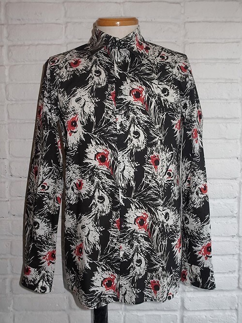 GalaabenD 綿ローン　ピーコックフェザーPT. シャツ(BLACK)