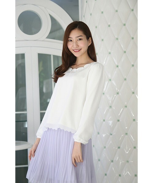 PATTERN fiona 花粉ブロック地柄スカラッププルオーバー