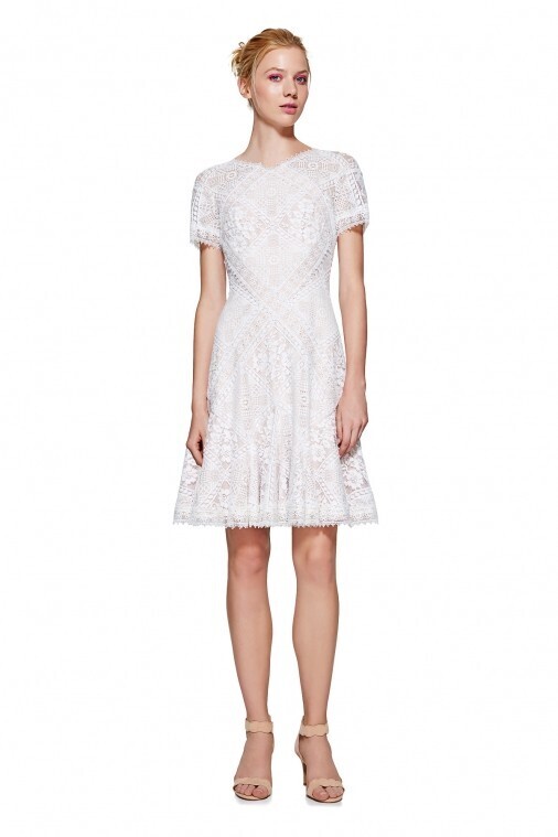 TADASHI SHOJI フラワーレース フレアミディアムドレス