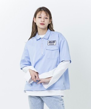 X-girl S/S HALF ZIP SHIRT