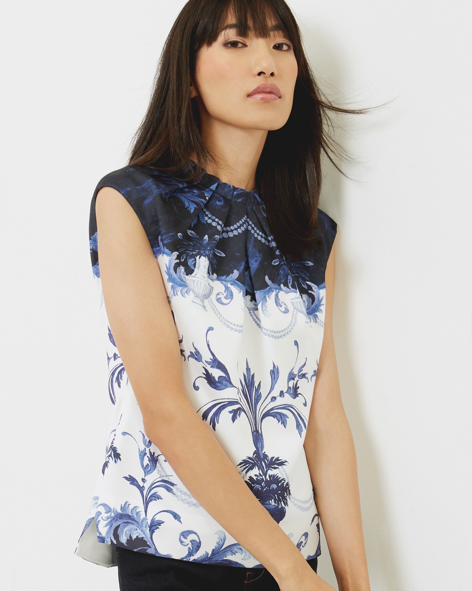 Ted Baker London RALLEE Persian Blue gathered neck top