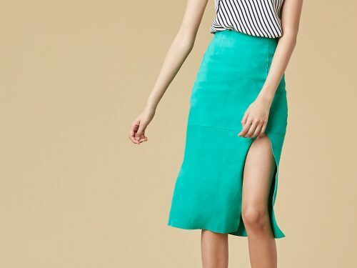 DIANE von FURSTENBERG Suede Pencil Skirt