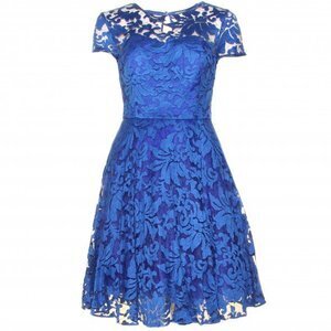Ted Baker London Womens Bright Blue Caree Sheer Floral Overlay Dress