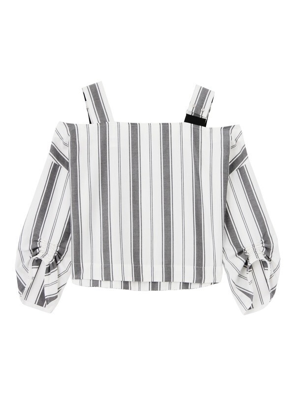 ELENDEEK SHOULDER SASH STRIPE BLOUSE