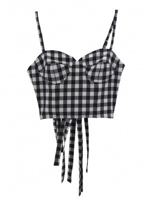 Honey mi Honey backribbon gingham camisole
