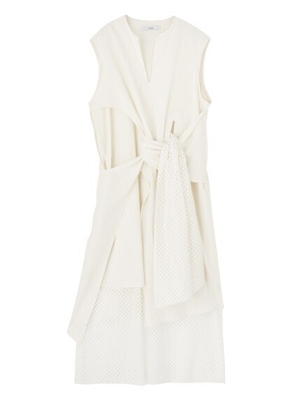 UN3D. MESH SASH DRAPE DRESS