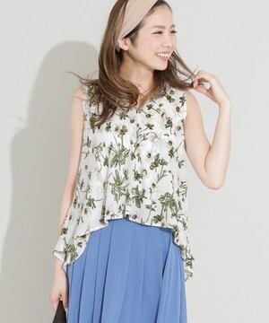 URBAN RESEARCH Sonny Label ジョーゼットフリルノースリーブブラウス