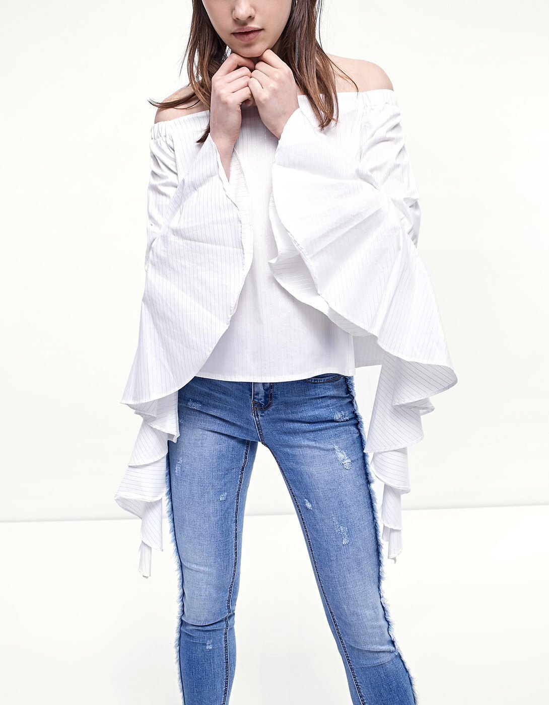 Stradivarius Shirt with sleeve frill detail