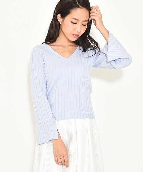 ketty cherie ワイドリブフレアスリーブニット