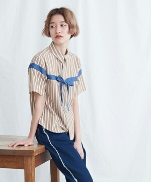 I am I STRIPE RIBON SHIRTS