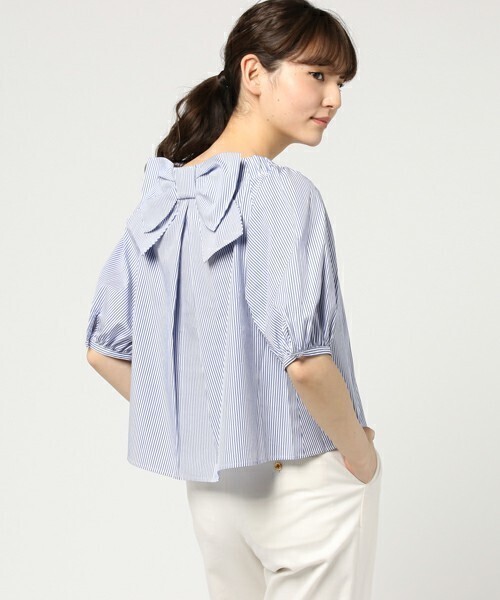 franche lippee でっかいリボン5分袖ブラウス