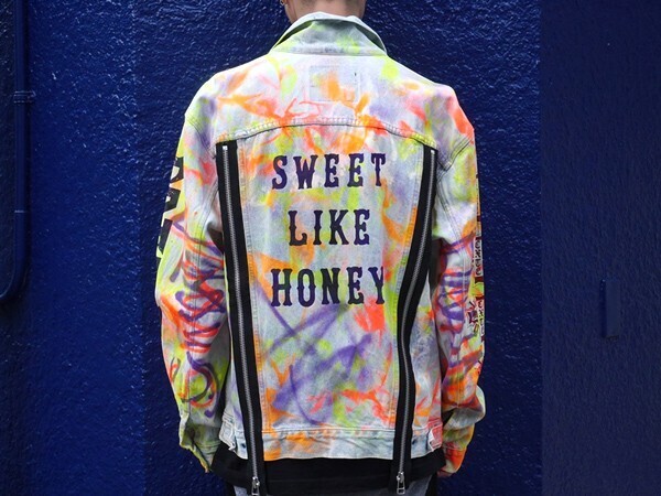 COTE MER CRAZY PAINT CUSTOM ZIP DENIM JACKET