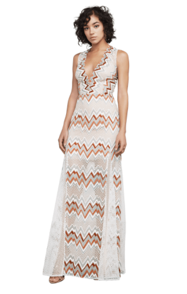 BCBG MAXAZRIA Gia Chevron Stripe Lace Dress