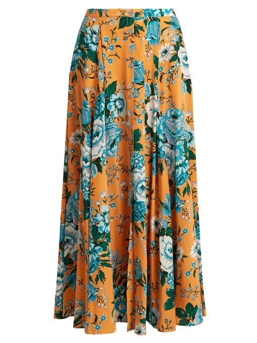DIANE von FURSTENBERG Bournier floral-print silk-crepe maxi skirt