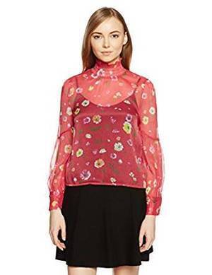 Lily Brown ぼかし花柄シフォントップス