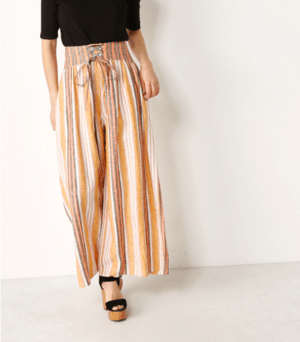 SLY HAVANA STRIPE ギャザー WIDE PT