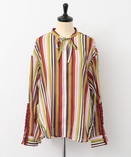 URBAN RESEARCH ROSSO Lirica original multistripe blouse