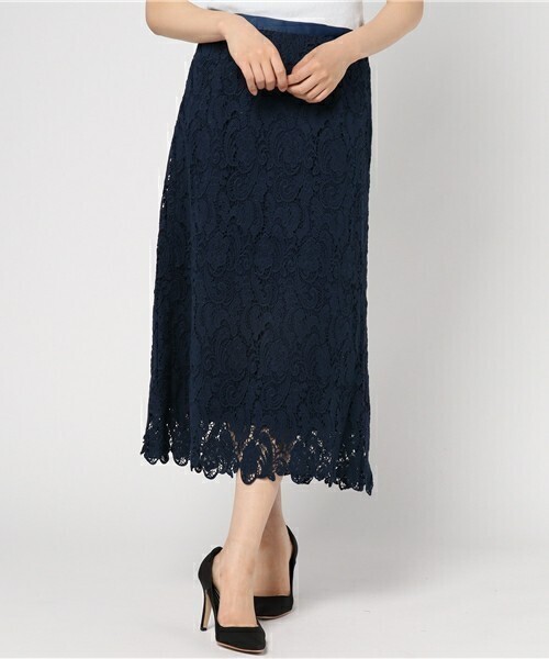 AZUL by moussy コットンレースミディSK