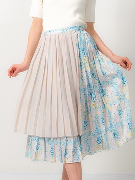 TONAL フラワーチェックプリーツスカート
