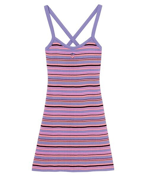Candy Stripper MY CHERRY MULTI BORDER CAMISOLE ONE-PIECE