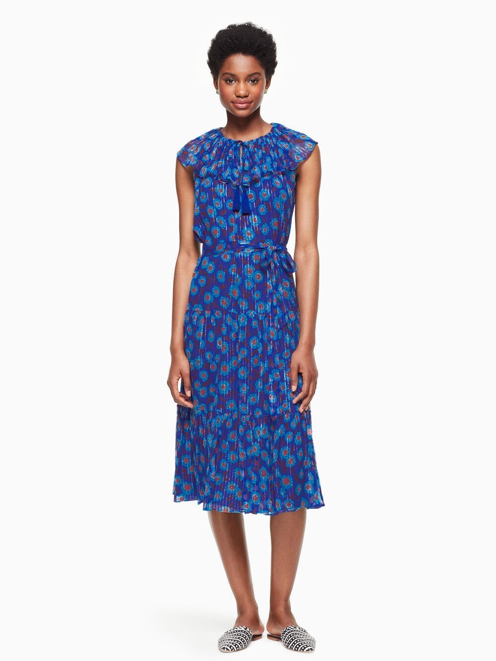 kate spade new york FULL PLUME TANGIER FLORAL CHIFFON DRESS