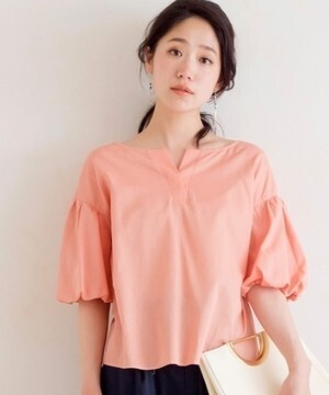 Perle Peche バルーンスリーブブラウス