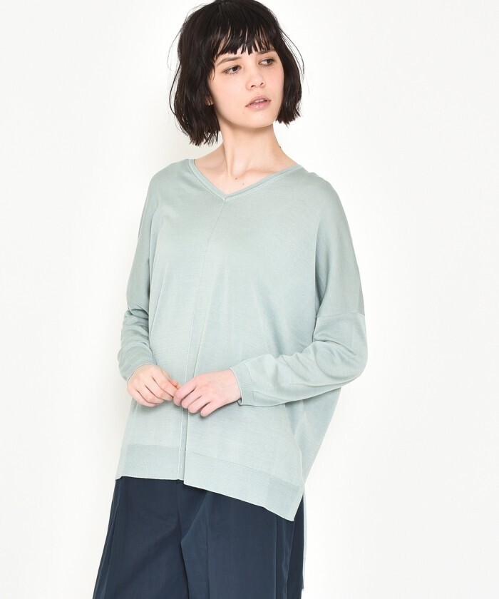 Pao・de・lo LUCEMIX綿シルクVネックニット
