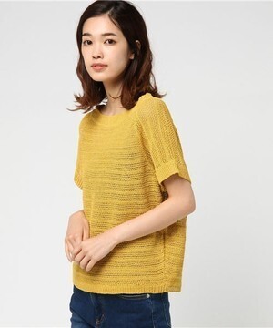 ANAYI リネンナイロンカノコボーダープルオーバー