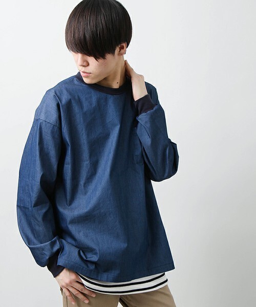 WEGO ストレッチデニムプルオーバーシャツ