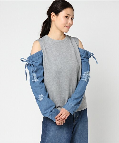 EMODA ミックスクラッシュデニムトップ