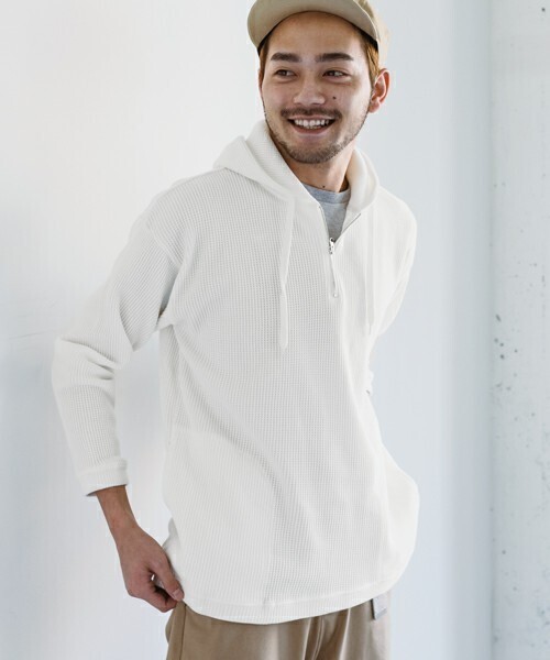 URBAN RESEARCH DOORS Waffle Half Zip Parker