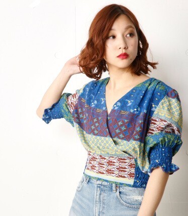 SLY TILE BORDER カシュクールTOPS