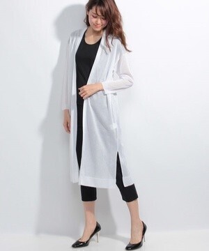 ANAYI レーヨンポリエステルロングカーデ
