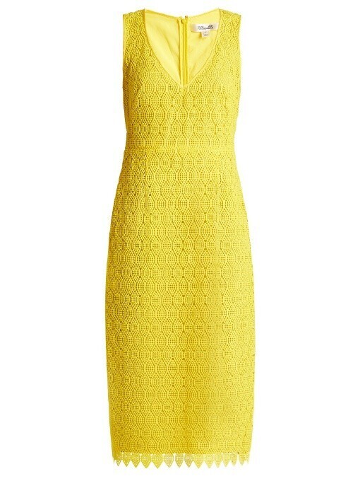DIANE von FURSTENBERG Deep V-neck macramé-lace midi dress