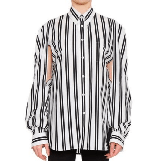 BALENCIAGA 17SS BL046 MULTI-STYLING STRIPED COTTON BLOUSE