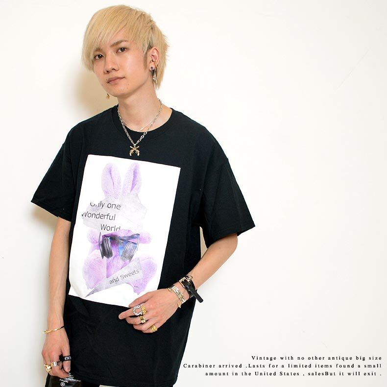 KINGLYMASK KMK へっどふぉんワールド ピンク パープル ラビット ビッグ Ｔシャツ