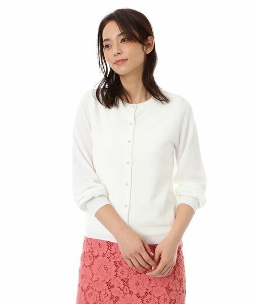 NATURAL BEAUTY BASIC 《UVカット》パール釦ニットカーディガン
