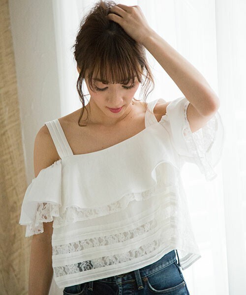 MERCURYDUO レーシティアードBACKシャンブラウス