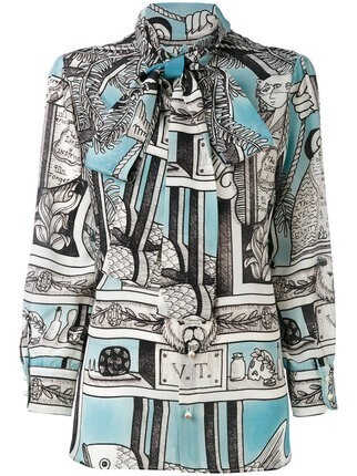 GUCCI ボウタイプリントブラウス