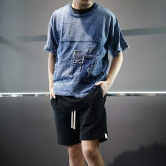 KURO INDIGO DYED PATCHWORK REMAKE T-SHIRT