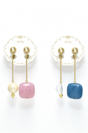 GOLDY 2170113 B フォールド　アクリルストーンイヤリング　ブルー×ゴールド×クリア