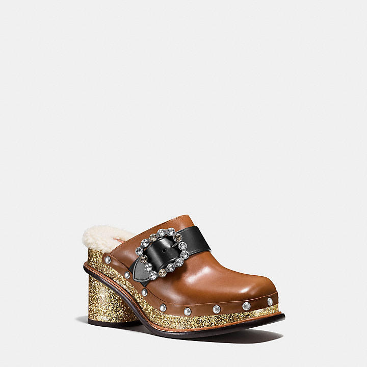 COACH クロッグ スライド ウィズ グリッター ヒール X