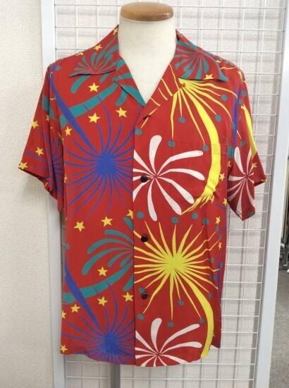 SUN SURF 花火柄 アロハシャツ